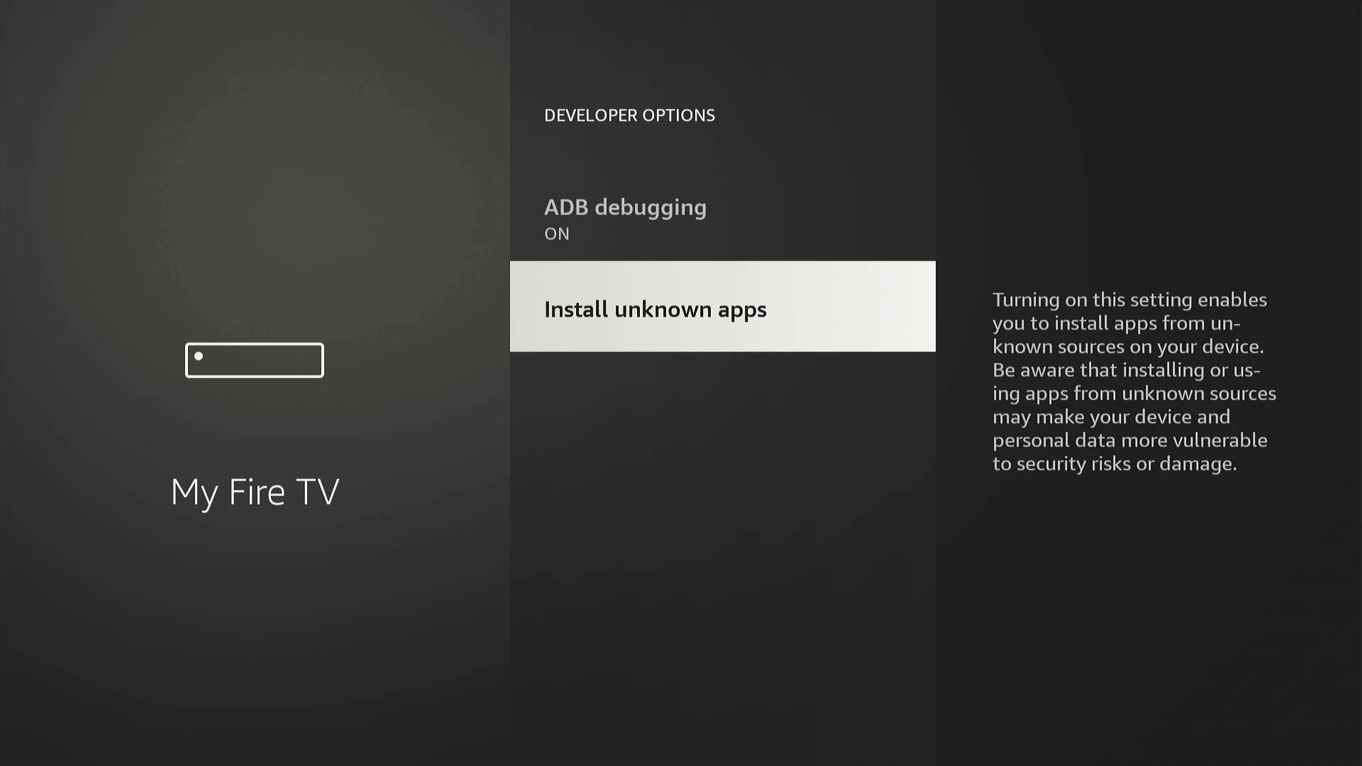 Install unknown apps option