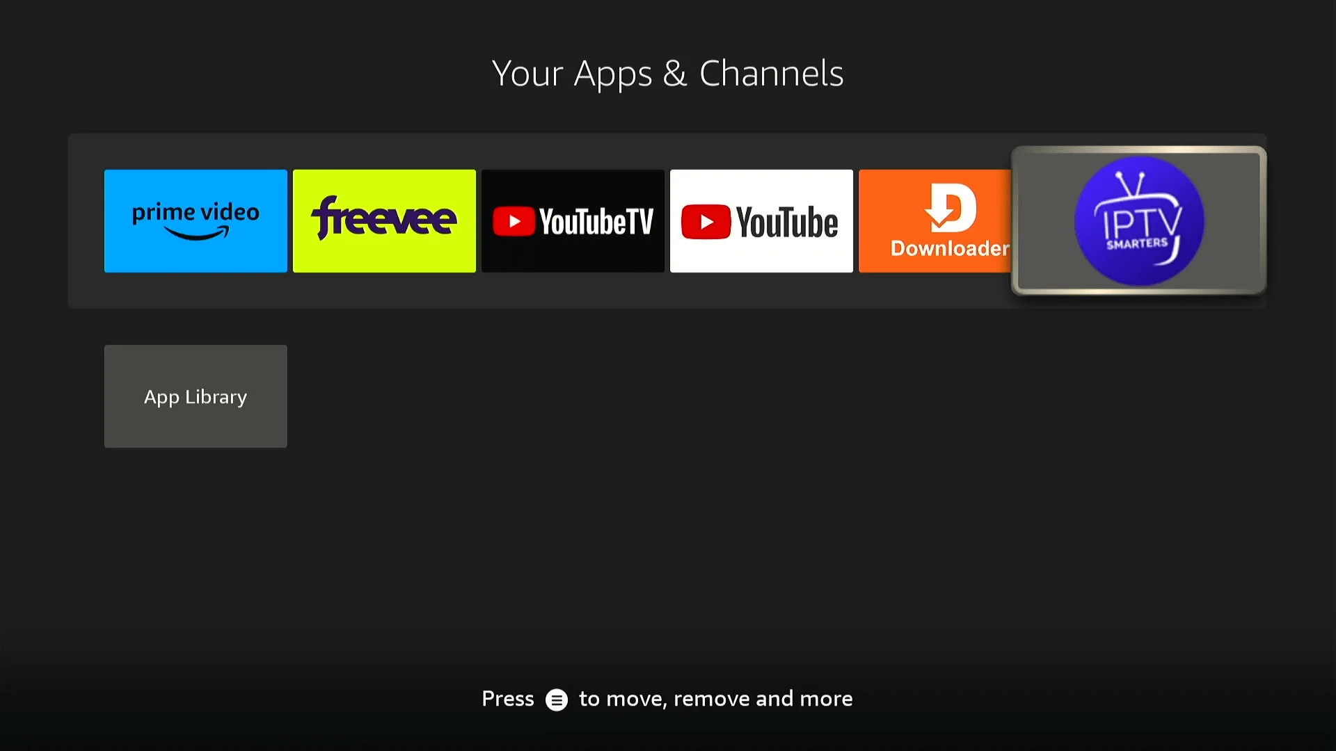 IPTV Smarters in the apps list