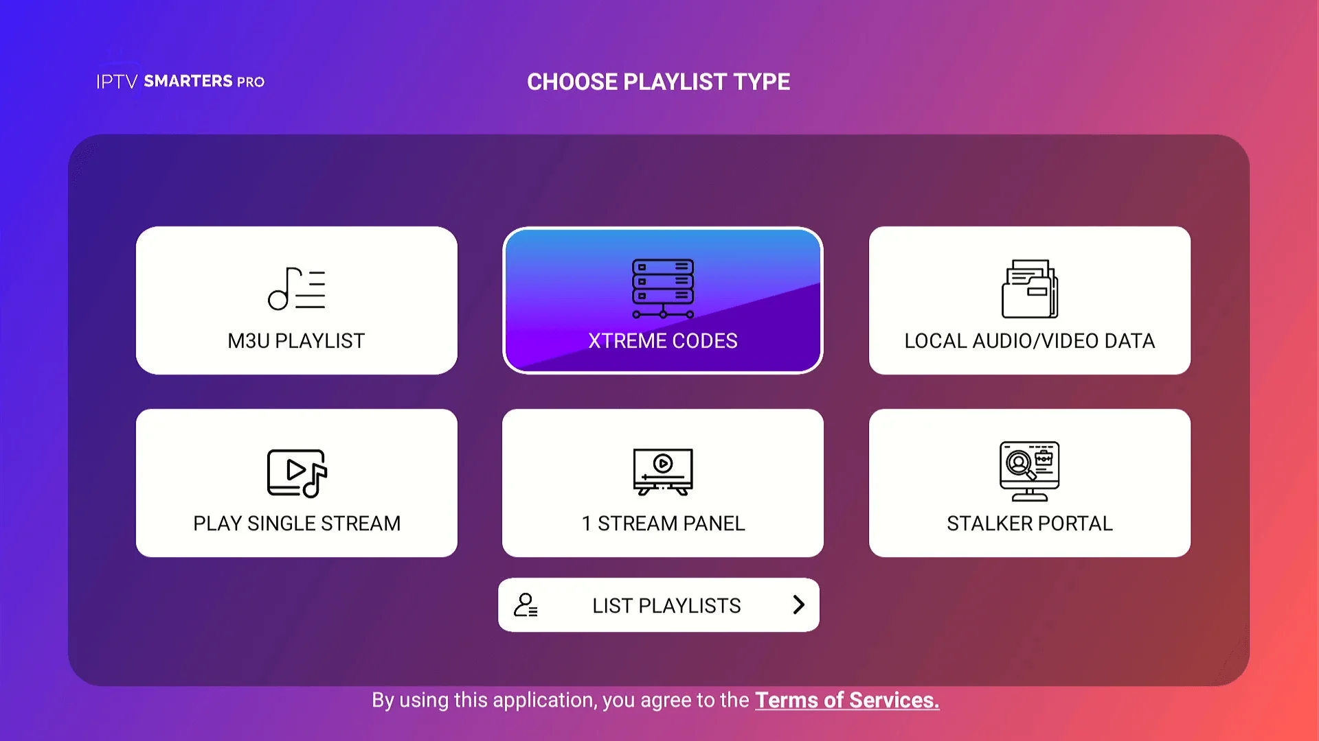 Xtream Codes option selected