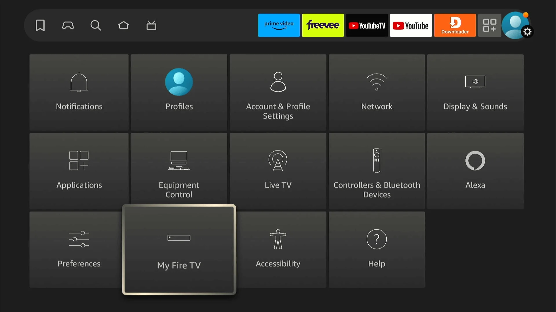 Firestick settings menu